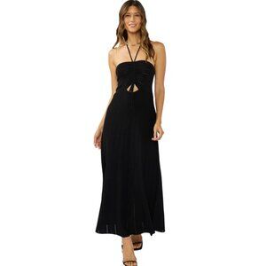 Lovestitch Black Cut Out Front Halter Maxi Dress I-80047KL-TNT